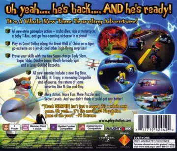 Crash Bandicoot - Warped (US) box cover back